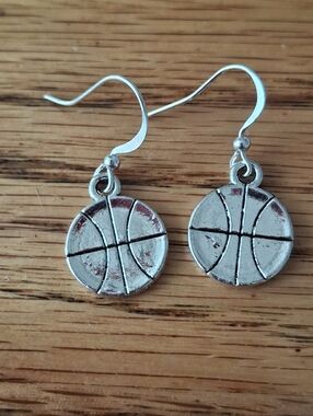 NWT Tibetan Silver Basketball Dangle Earrings